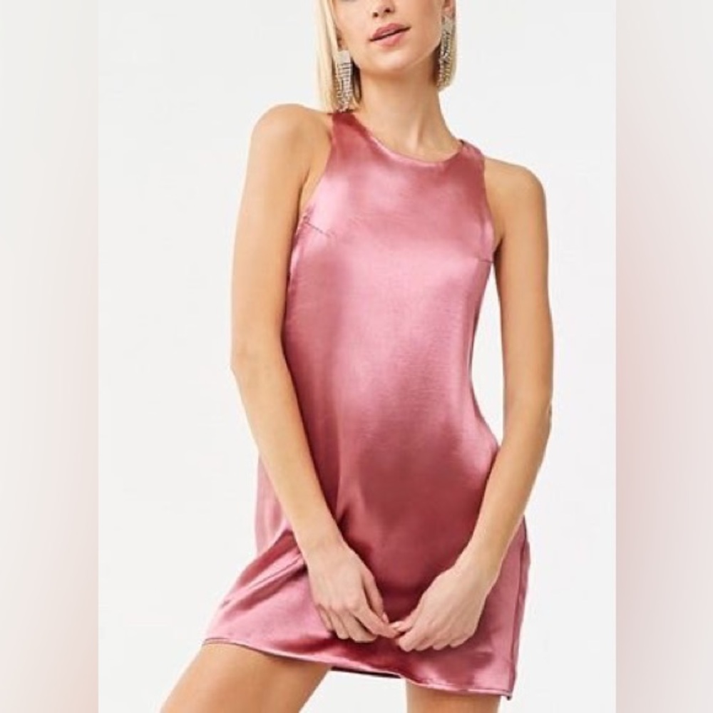 Pink Satin Mini Dress